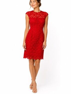 Lela Rose Red Guipure Lace Cocktail Dress Size 10